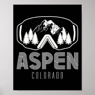 Aspen Colorado Ski Snowboard Goggles Mountain Ski Poster