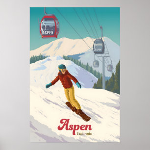 Aspen Colorado Snowboarden Reisposter Poster