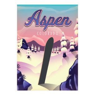 Aspen Colorado Snowboardposter Foto Afdruk
