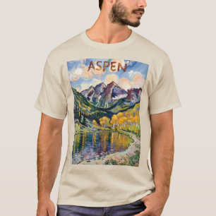 Aspen Colorado Van Gogh stijl berglandschap T-shirt