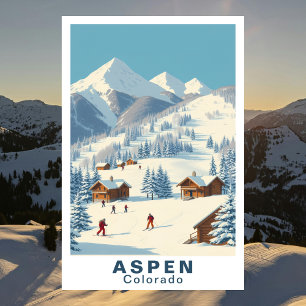 Aspen Colorado Vintage Ski Reis Kunst Poster