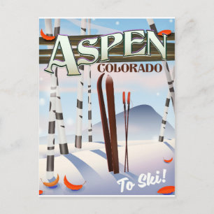 Aspen Colorado vintage stijl ski poster. Briefkaart