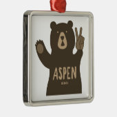 Aspen Colorado Vrede Beer Metalen Ornament (Rechts)
