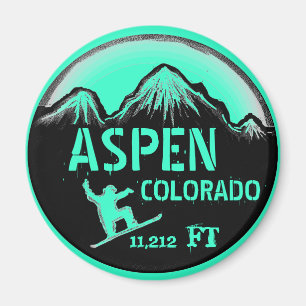 Aspen Colorado zee green snowboard art magnet Magneet