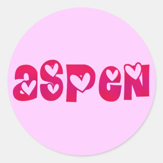 Aspen in hart ronde sticker (Voorkant)