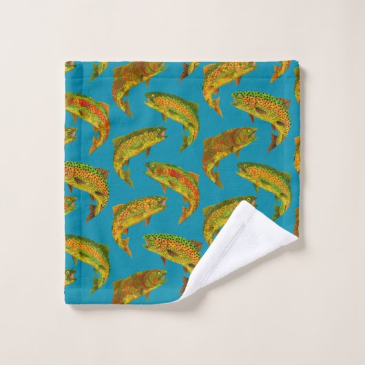 Aspen Leaf Rainbow Trout Seamless Pattern 2018 Bad Handdoek (Wasdoekje)