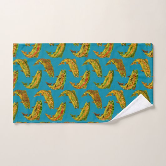 Aspen Leaf Rainbow Trout Seamless Pattern 2018 Bad Handdoek (Handdoek)