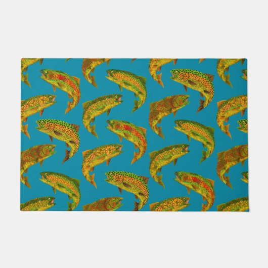 Aspen Leaf Rainbow Trout Seamless Pattern 2018 Deurmat (Voorkant)
