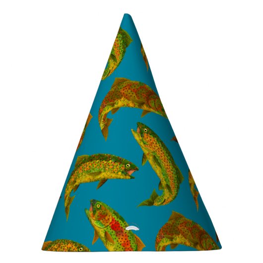 Aspen Leaf Rainbow Trout Seamless Pattern 2018 Feesthoedjes (Rechts)