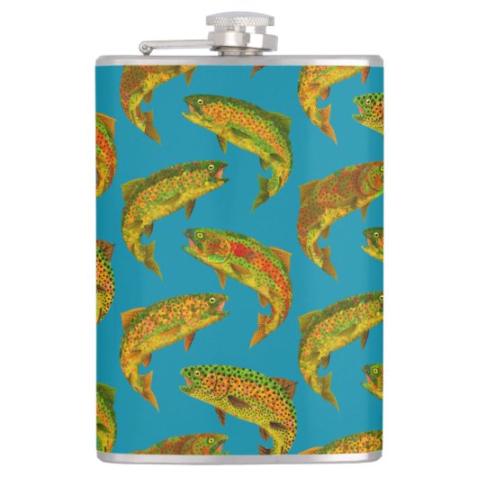 Aspen Leaf Rainbow Trout Seamless Pattern 2018 Heupfles (Voorkant)