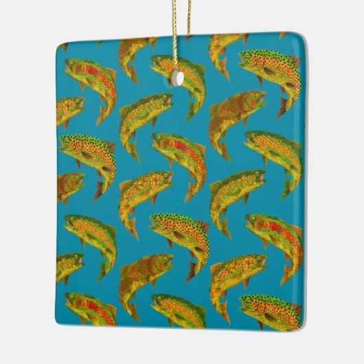 Aspen Leaf Rainbow Trout Seamless Pattern 2018 Keramisch Ornament (Links)