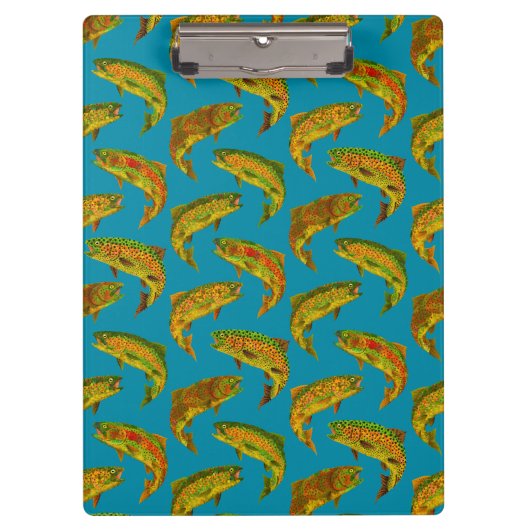 Aspen Leaf Rainbow Trout Seamless Pattern 2018 Klembord (Voorkant)