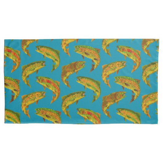 Aspen Leaf Rainbow Trout Seamless Pattern 2018 Kussensloop (Voorkant-Links)