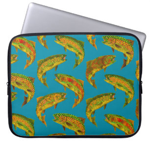 Aspen Leaf Rainbow Trout Seamless Pattern 2018 Laptop Sleeve