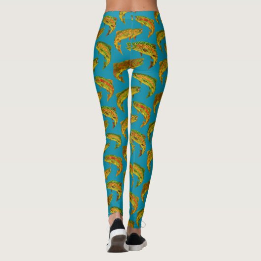 Aspen Leaf Rainbow Trout Seamless Pattern 2018 Leggings (Achterkant)