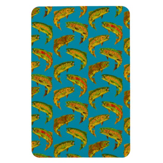 Aspen Leaf Rainbow Trout Seamless Pattern 2018 Magneet (Verticaal)