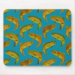Aspen Leaf Rainbow Trout Seamless Pattern 2018 Muismat