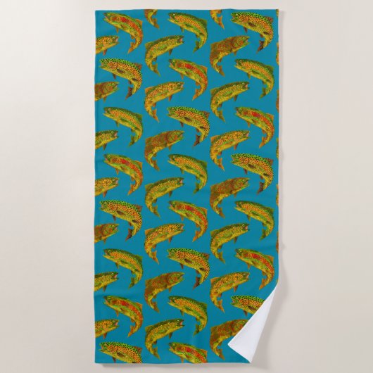 Aspen Leaf Rainbow Trout Seamless Pattern 2018 Strandlaken (Voorkant)