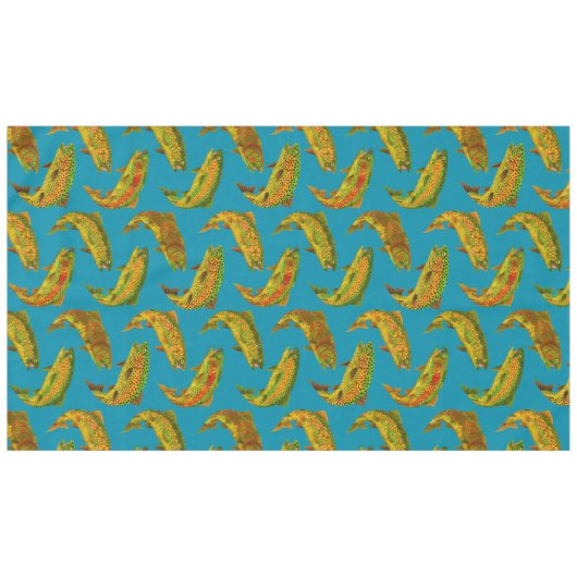 Aspen Leaf Rainbow Trout Seamless Pattern 2018 Tafelkleed (Voorkant (Horizontaal))