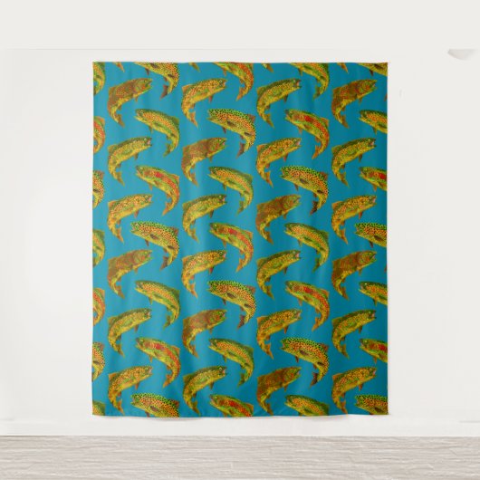 Aspen Leaf Rainbow Trout Seamless Pattern 2018 Wandkleed (Voorkant)