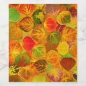 Aspen Leaves Collage Seamless Medley 1 Wijn Etiket (Enkel label)