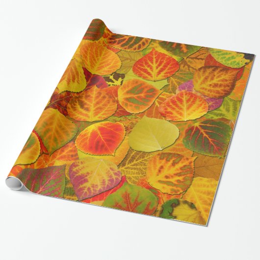 Aspen Leaves Collage Solid Medley 1 Cadeaupapier (Uitgerold)