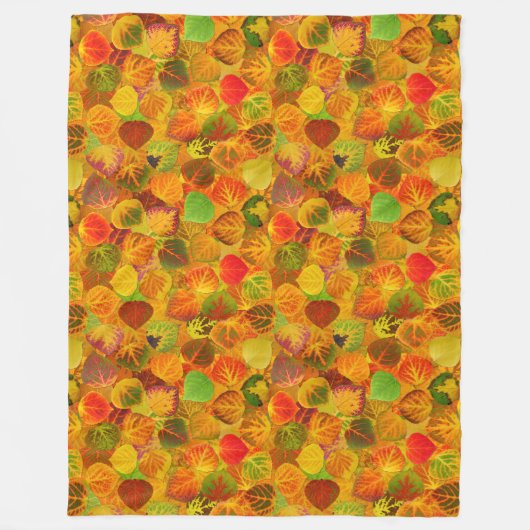 Aspen Leaves Collage Solid Medley 1 Fleece Deken (Voorkant)