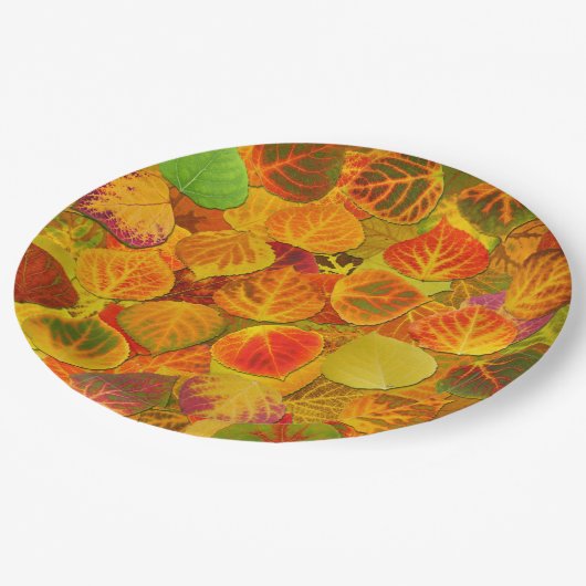 Aspen Leaves Collage Solid Medley 1 Papieren Bordje (Gekanteld)
