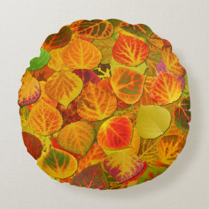Aspen Leaves Collage Solid Medley 1 Rond Kussen