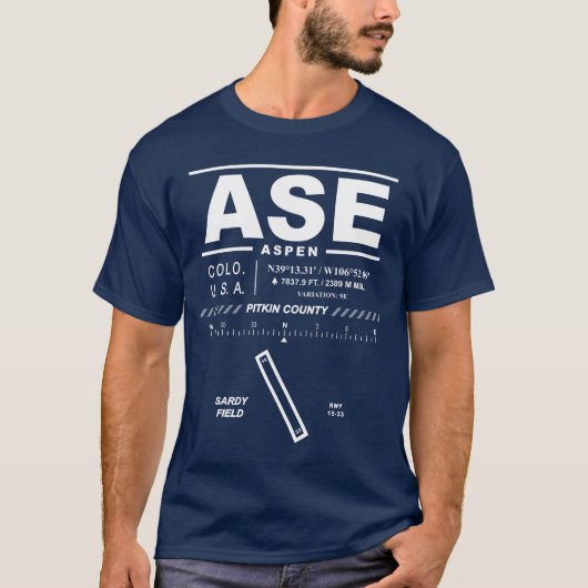 Aspen Pitkin County Airport ASE T-shirt (Voorkant)