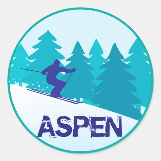 Aspen Ski Circle Ronde Sticker (Voorkant)