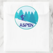 Aspen Ski Circle Ronde Sticker (Tas)