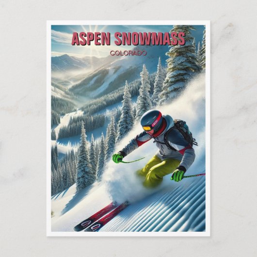 Aspen Snowmass Skiën Briefkaart (Voorkant)
