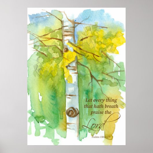 Aspen Tree Bijbelscripts Psalms 150:6 herfst Poster (Voorkant)