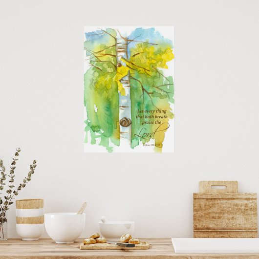 Aspen Tree Bijbelscripts Psalms 150:6 herfst Poster (Keuken)