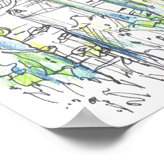 Aspen Tree Grove Pen en inkttekening Poster (Hoek)