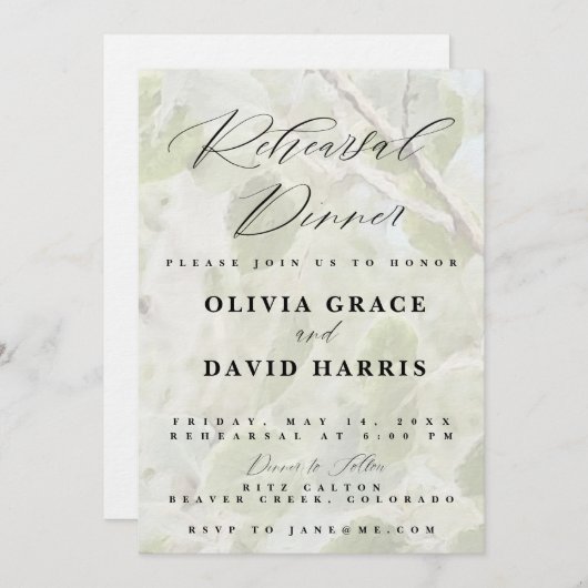 Aspen Tree Rehearsal Dinner Invitation (Voorkant / Achterkant)