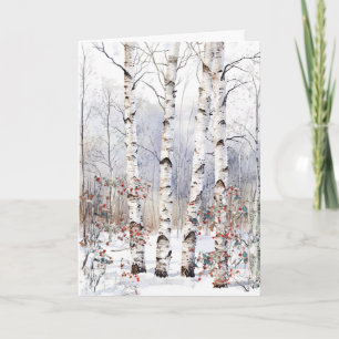 Aspen Trees en hiver Carte blanche de Noël