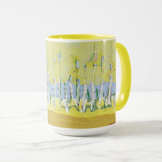 ASPEN Trees hand geschilderd originele koffie-mok Mok (Voorkant rechts)