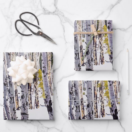 Aspen Trees in het bos Inpakpapier Vel (Voorkant)