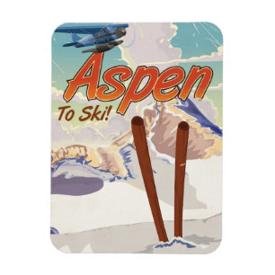 Aspen USA Vintage skireisposter Magneet