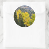 Aspenbomen (Populus Tremuloides) en naaldbomen 2 Ronde Sticker (Tas)