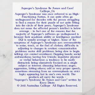 Asperger's Syndroom: wees bewust en zorg! Flyer