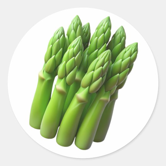 Asperges en plastique 3D - Étiquette rond brillant (Devant)