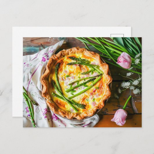 Asperges Quiche met kaas en kruiden Feestdagenkaart (Voorkant / Achterkant)