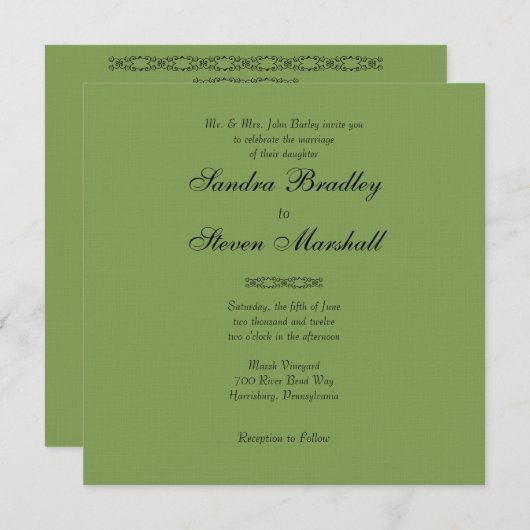 Asperges simples Invitations de mariage vert (Devant / Derrière)