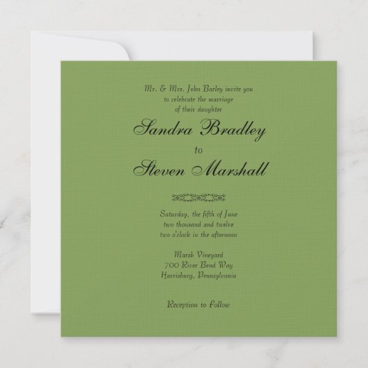 Asperges simples Invitations de mariage vert (Devant)