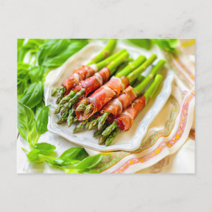 Asperges verpakt in prosciutto feestdagenkaart
