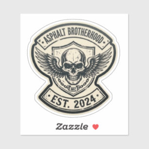 Asphalt Brotherhood MC Skull Wings Sticker Opricht
