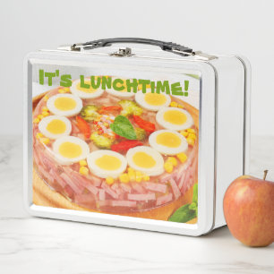 Aspic Ham Gelatine Salade 1970s Stijl Koken